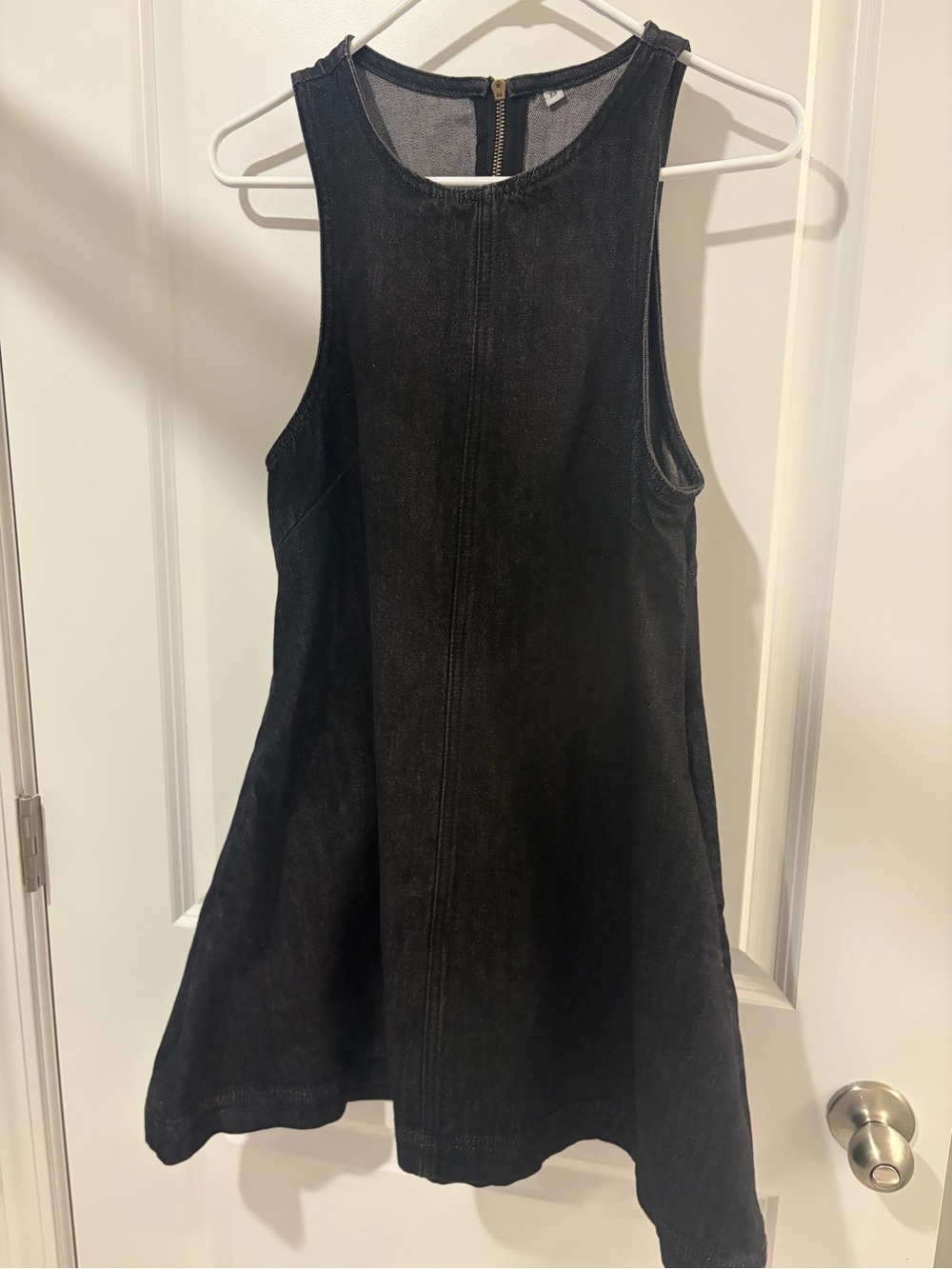 Women’s Denim Summer Dress with Zipper Back and Pockets